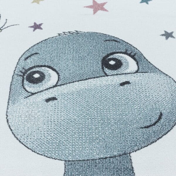 Rond Kindervloerkleed Mini Dino Design Laagpolig Blauw
