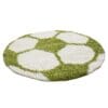 Rond Kindervloerkleed Voetbal Design voor Kinderkamer Groen