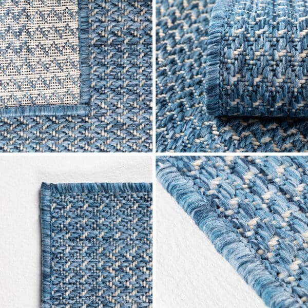Jute buitenkleed -Squares Blauw