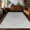 Laagpolig zacht vloerkleed - Diamond Lines Zilver