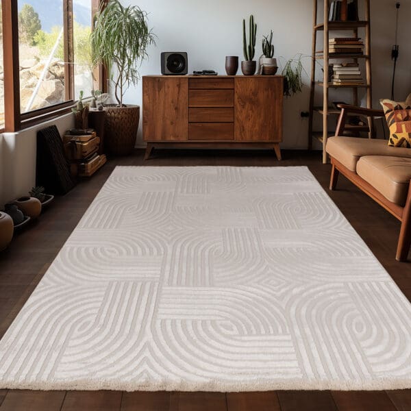 Laagpolig zacht vloerkleed - Mixed Lines Beige