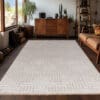 Laagpolig zacht vloerkleed - Varied Lines Beige
