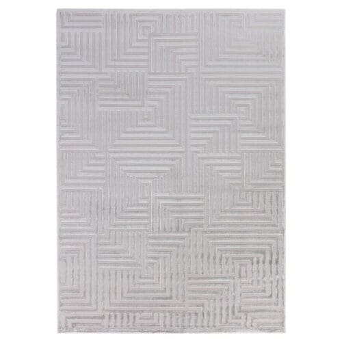 10446.jpg Laagpolig zacht vloerkleed - Varied Lines Zilver