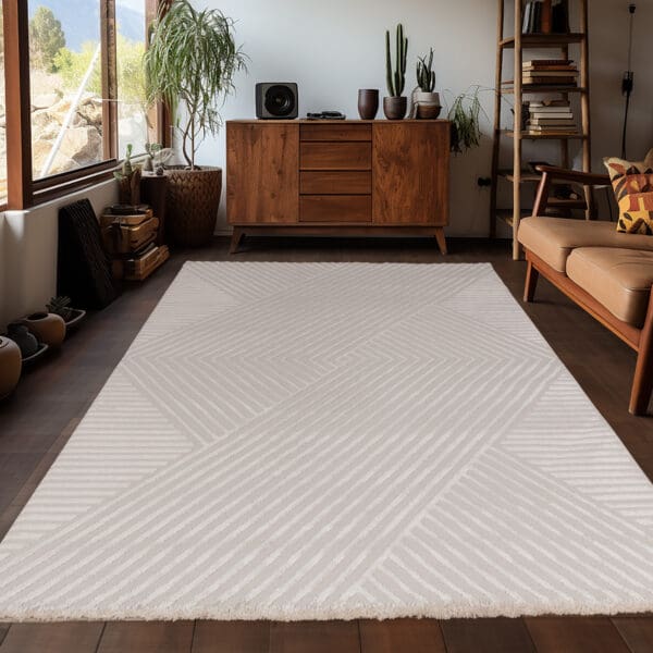 10462.jpg Laagpolig zacht vloerkleed - Versatile Lines Beige