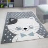 1123.jpg Kindervloerkleed Kitten Design voor Kinderkamer Blauw