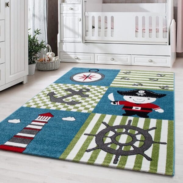 Kindervloerkleed Kapitein Design voor Kinderkamer Multi