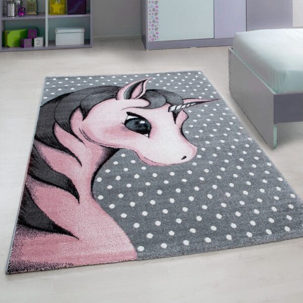 Kindervloerkleed Unicorn Design voor Kinderkamer Roze