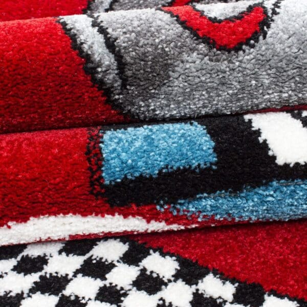 Kindervloerkleed Racewagen Design voor Kinderkamer Rood