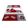 Kindervloerkleed Racewagen Design voor Kinderkamer Rood