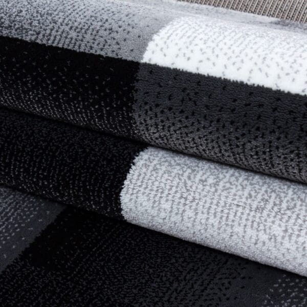 Loper Vloerkleed Laagpolig Vierkant Grafisch Design Zwart