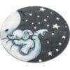 1660.jpg Rond Kindervloerkleed Baby Olifant Design voor Kinderkamer Blauw