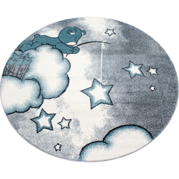 1662.jpg Rond Kindervloerkleed Sterrenhemel Design voor Kinderkamer Blauw