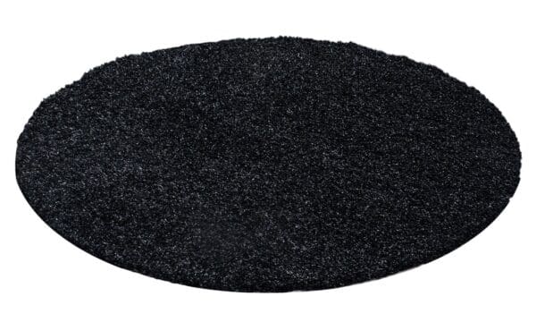 Rond Vloerkleed Modern Hoogpolig Zacht Zwart