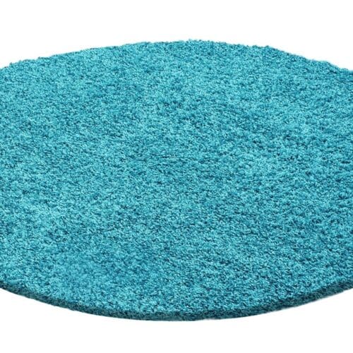 Rond Vloerkleed Modern Hoogpolig Zacht Turquoise