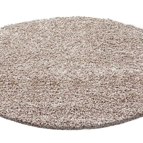 Rond Vloerkleed Hoogpolig Modern Zacht Beige
