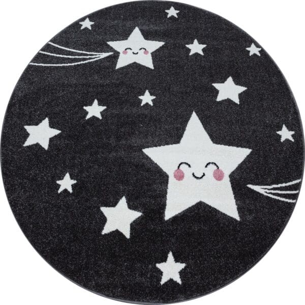 2424.jpg Rond Kindervloerkleed Sterrenhemel Design voor Kinderkamer Grijs