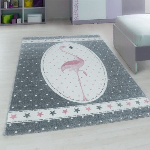 Kindervloerkleed Flamingo Design voor Kinderkamer Roze