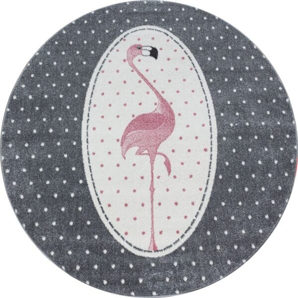 2445.jpg Rond Kindervloerkleed Flamingo Design voor Kinderkamer Roze