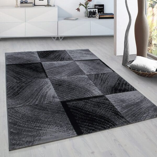 2456.jpg Laagpolig Vloerkleed Vierkant Design Zwart