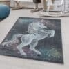 Kindervloerkleed Unicorn Design Laagpolig Grijs
