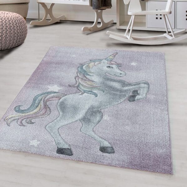 Kindervloerkleed Unicorn Design Laagpolig Paars