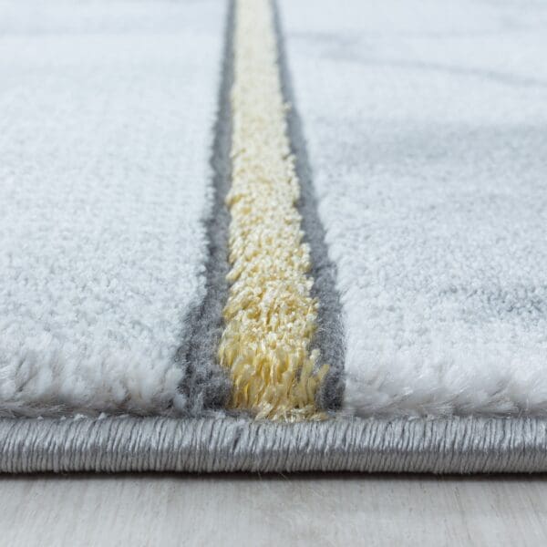 Loper Vloerkleed Marmer Laagpolig Grafisch Design Zilver Goud