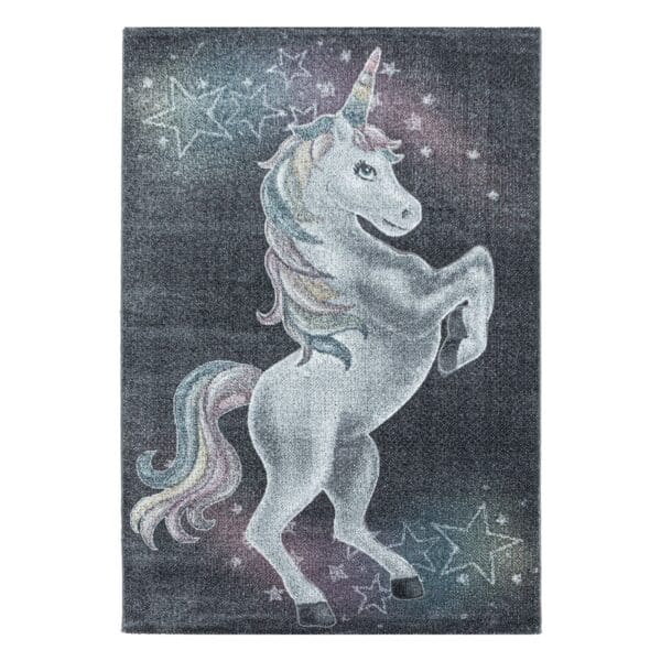 Kindervloerkleed Unicorn Design Laagpolig Grijs