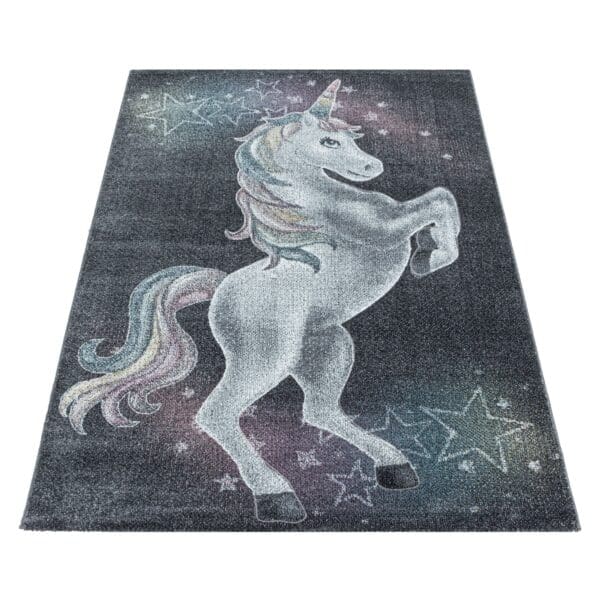 Kindervloerkleed Unicorn Design Laagpolig Grijs