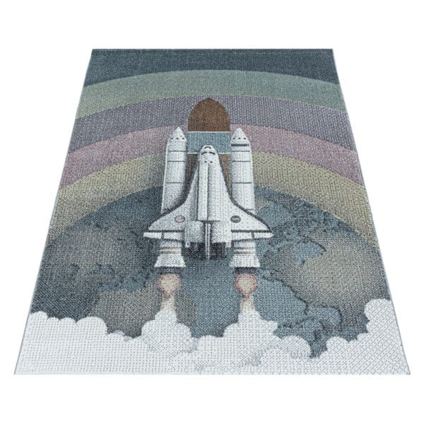 Kindervloerkleed Raket Design Laagpolig Blauw
