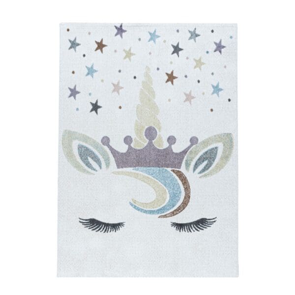 3521.jpg Kindervloerkleed Unicorn voor Kinderkamer Wit