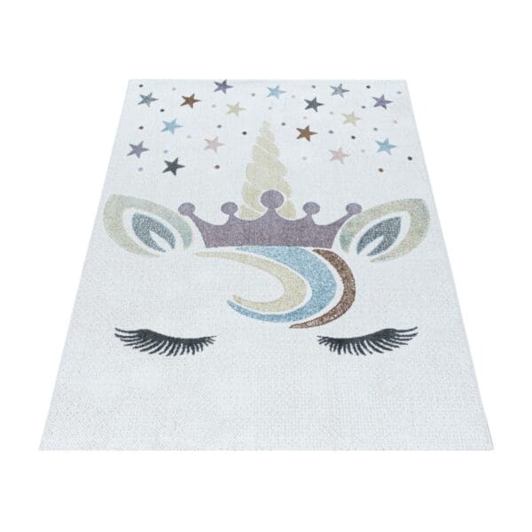 3522.jpg Kindervloerkleed Unicorn voor Kinderkamer Wit