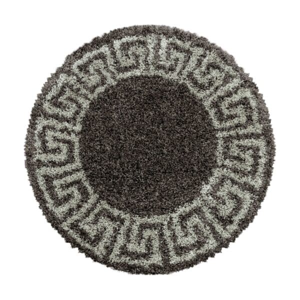 Rond Vloerkleed Versace Design Hoogpolig Zacht Taupe