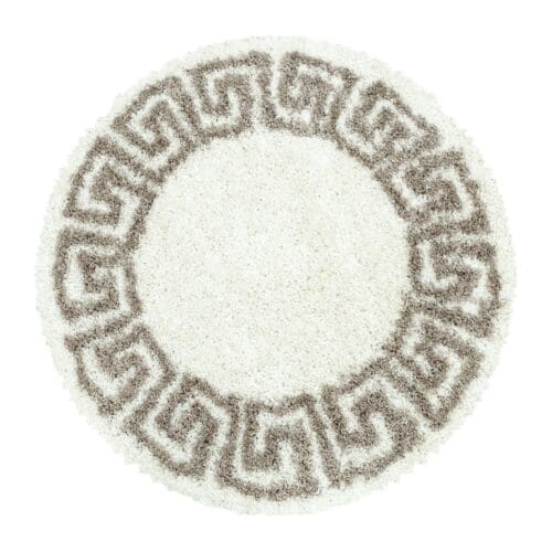 Rond Vloerkleed Versace Design Hoogpolig Zacht Beige