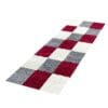 Loper Vloerkleed Hoogpolig Zacht Vierkant Design Rood