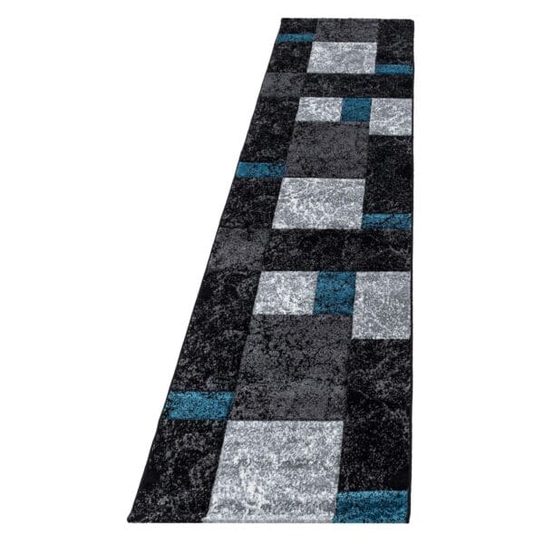 Loper Vloerkleed Laagpolig Grafisch Design Turquoise