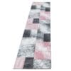 4112.jpg Loper Vloerkleed Laagpolig Vierkant Grafisch Design Roze