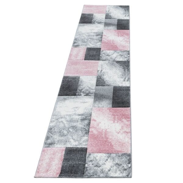4112.jpg Loper Vloerkleed Laagpolig Vierkant Grafisch Design Roze