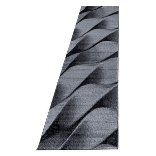 Loper Vloerkleed Laagpolig Golvend Design Zwart