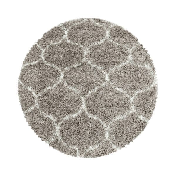 4161.jpg Rond Vloerkleed Modern Hoogpolig Grafisch Design Beige