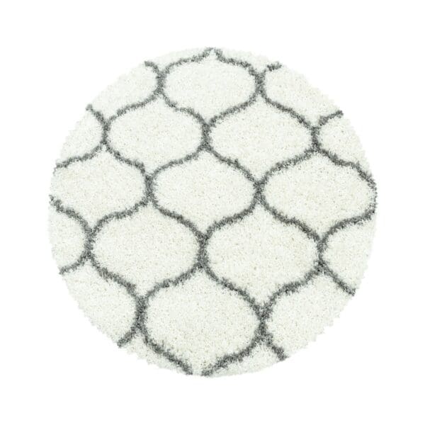 Rond Vloerkleed Modern Hoogpolig Grafisch Design Créme
