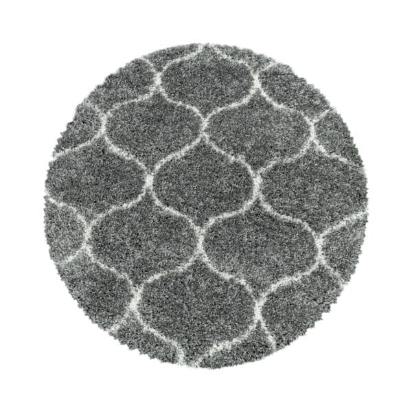 Rond Vloerkleed Modern Hoogpolig Grafisch Design Grijs