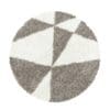 4173.jpg Rond Vloerkleed Hoogpolig Zacht Grafisch Driehoek Design Beige