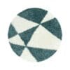 4174.jpg Rond Vloerkleed Hoogpolig Zacht Grafisch Driehoek Design Blauw