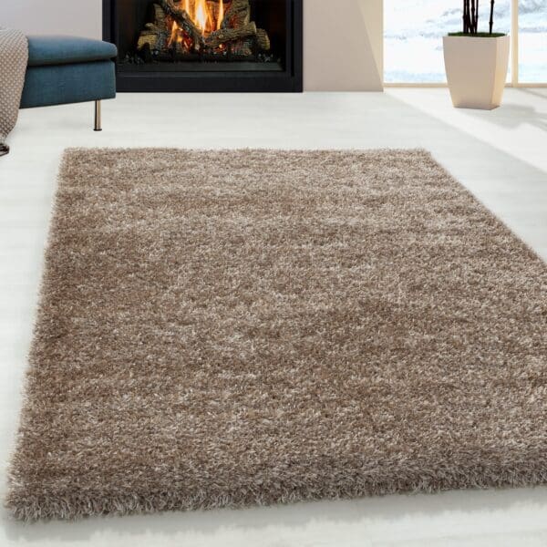 Loper Vloerkleed Modern Hoogpolig Zacht Taupe