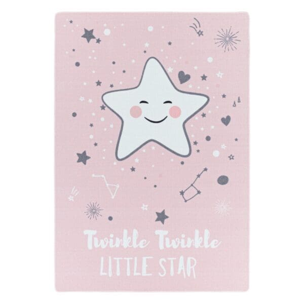 Kindervloerkleed Twinkle Twinkle Little Star voor Kinderkamer Roze