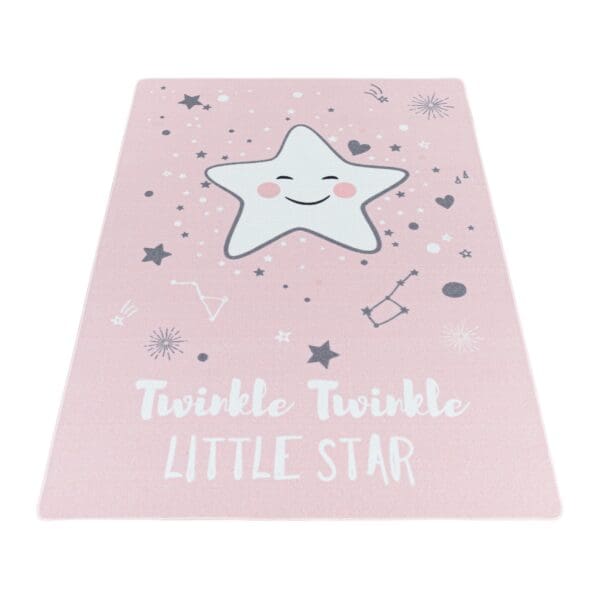 Kindervloerkleed Twinkle Twinkle Little Star voor Kinderkamer Roze