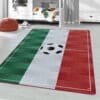 Kindervloerkleed Voetbalveld met Italiaanse Vlag voor Kinderkamer Wit
