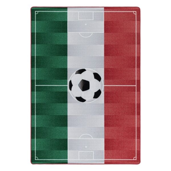 Kindervloerkleed Voetbalveld met Italiaanse Vlag voor Kinderkamer Wit
