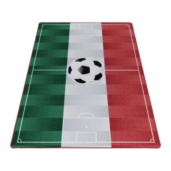 Kindervloerkleed Voetbalveld met Italiaanse Vlag voor Kinderkamer Wit