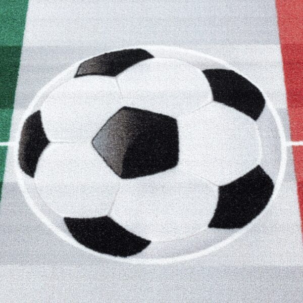 Kindervloerkleed Voetbalveld met Italiaanse Vlag voor Kinderkamer Wit